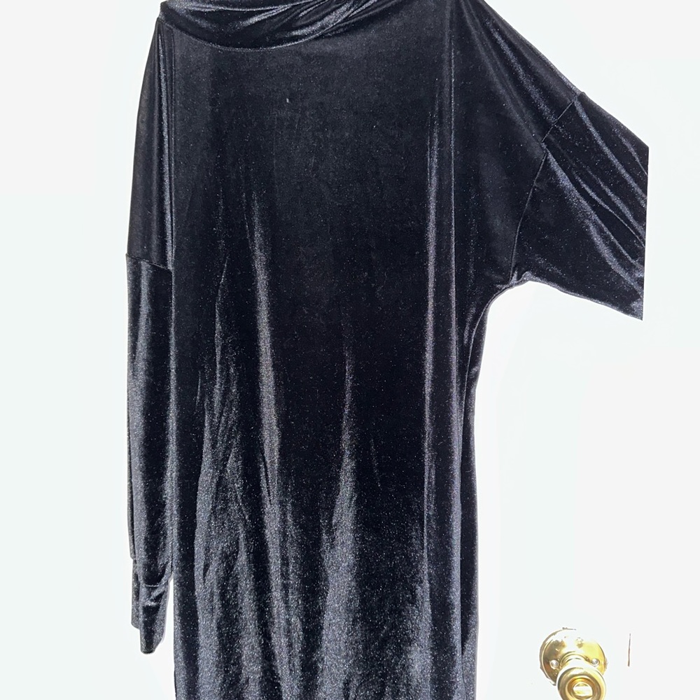 Black velvet turtleneck dress